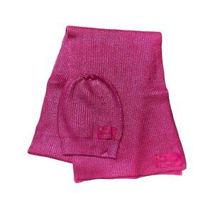 Kurt Geiger London Beanie Hat Scarf SET Pink BE KIND Outdoor Cozy Designer